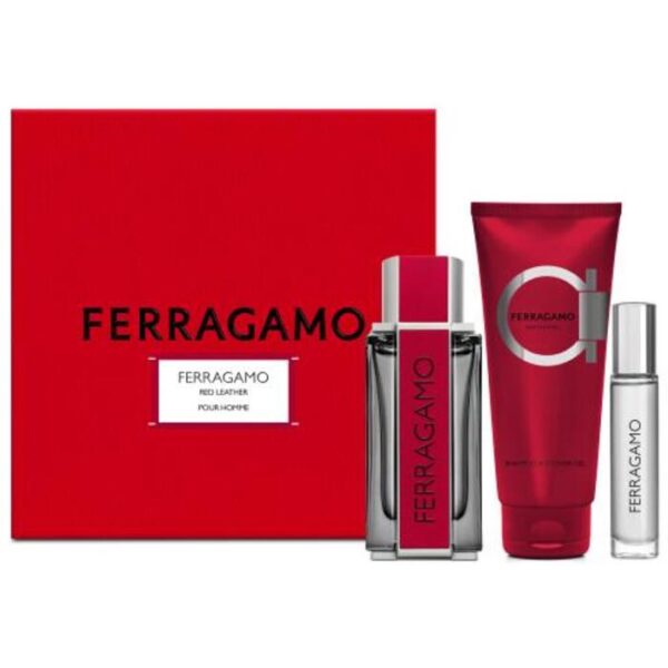 Ferragamo Red Leather Gift set EDP 100 ml, shampoo and shower gel 100 ml and miniature EDP 10 ml 100ml